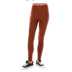 True Rock Women's Honeycomb Stretch High Waist Leggings Running Errands Rust S